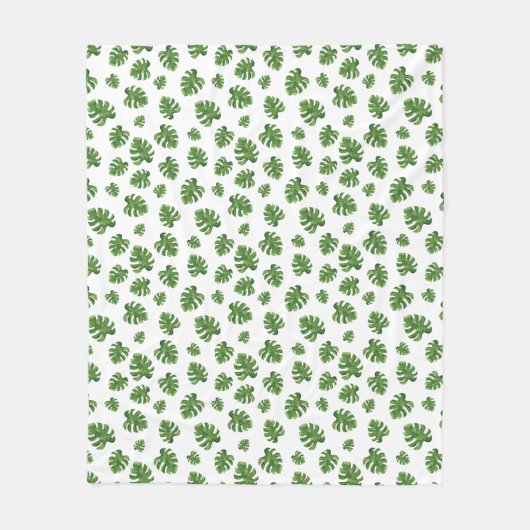 Monstera Blad Fleece Deken (Voorkant)