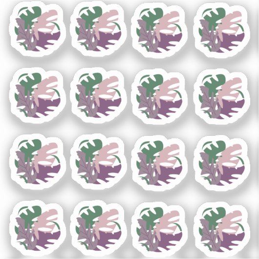 Monstera blad gemengde paarse groenbladeren sticker (Voorkant)