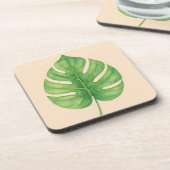 Monstera blad goud ontwerp. bier onderzetter (Linkerzijde)