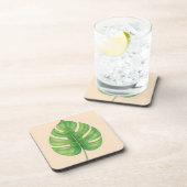 Monstera blad goud ontwerp. bier onderzetter (Rechterzijde)