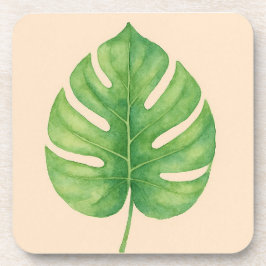 Monstera blad goud ontwerp. bier onderzetter