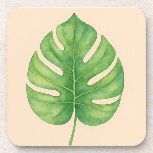 Monstera blad goud ontwerp. bier onderzetter (Voorkant)