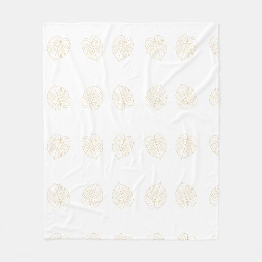 Monstera blad goud ontwerp. fleece deken (Voorkant)