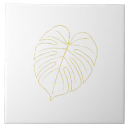 Monstera blad goud ontwerp. tegeltje