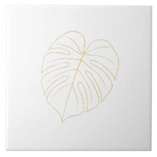 Monstera blad goud ontwerp. tegeltje (Voorkant)