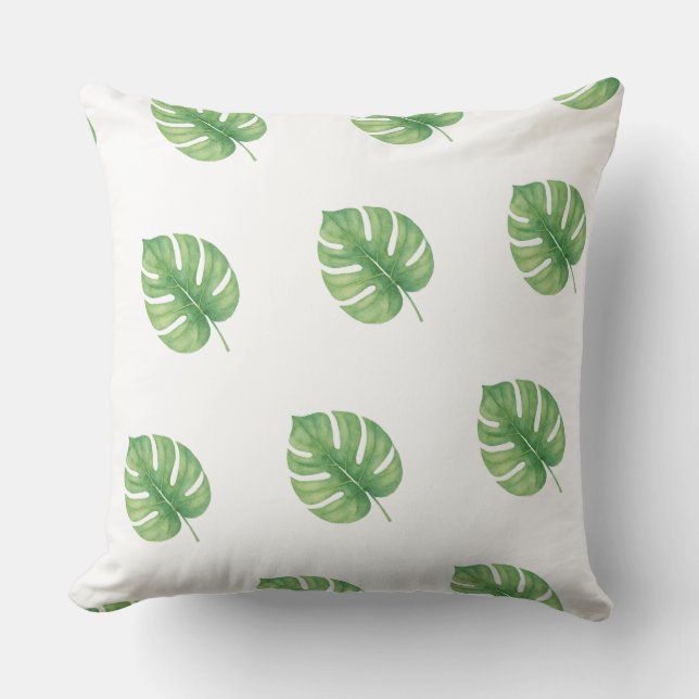 Monstera blad groen ontwerp.  kussen (Voorkant)
