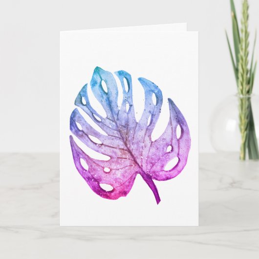 Monstera blad in Paarsen Kaart (Voorkant)