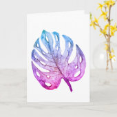 Monstera blad in Paarsen Kaart (Gele Bloem)