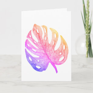 Monstera blad in roze tinten kaart