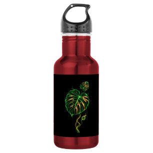 Monstera-blad - Neon Groen en Rookgoud Waterfles