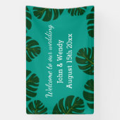 Monstera blad ontwerp strand bruiloft welkom banne spandoek (Verticaal)