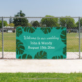 Monstera blad ontwerp strand bruiloft welkom banne spandoek (Insitu)