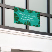 Monstera blad ontwerp strand bruiloft welkom banne spandoek (Buitenkant Gebouw)