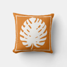 Monstera-blad Oranje Wit Kustmodern Scheepvaart