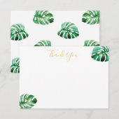 Monstera-blad platte dankkaart bedankkaart (Voorkant / Achterkant)