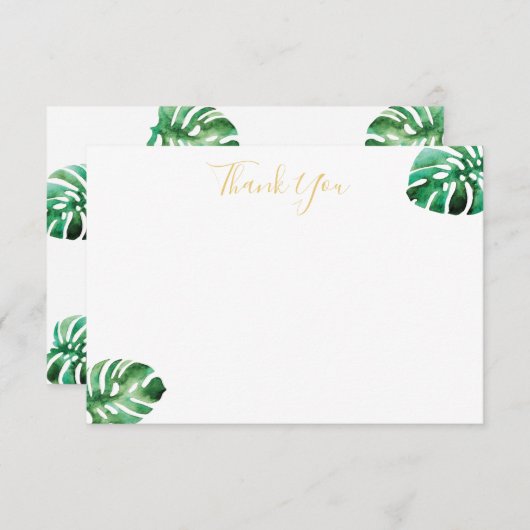 Monstera-blad platte dankkaart bedankkaart (Voorkant / Achterkant)