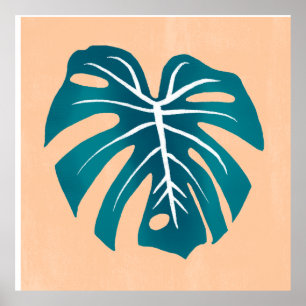 Monstera blad poster muurkunst