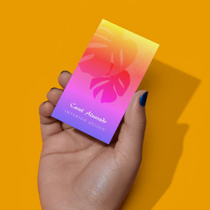 Monstera Blad Regenboog Visitekaartje