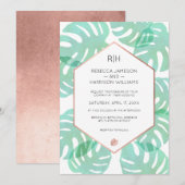 Monstera Blad & Roos Goud Kaart (Voorkant / Achterkant)