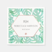 Monstera Blad & Roos Goud Servetten (Voorkant)