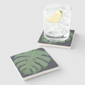 Monstera-blad Stenen Onderzetter (Zijkant)