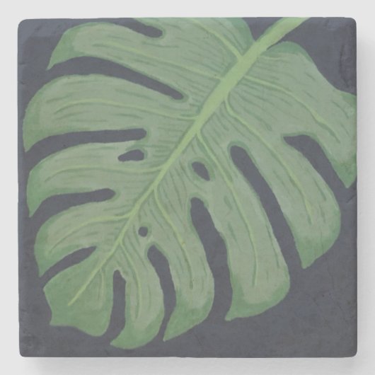 Monstera-blad Stenen Onderzetter (Voorkant)