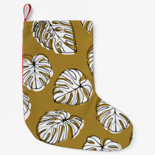 Monstera blad, textiel naadloos patroon. kleine kerstsok