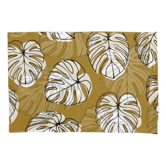 Monstera blad, textiel naadloos patroon. kussensloop (Voorkant)