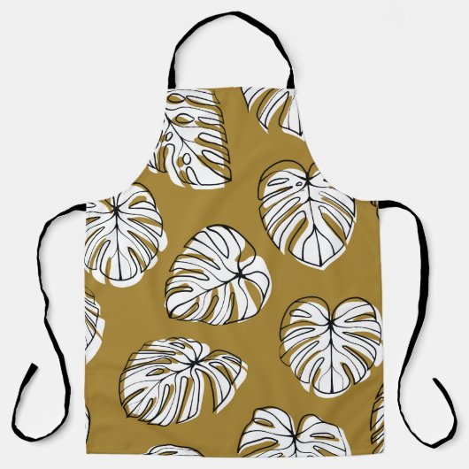 Monstera blad, textiel naadloos patroon. schort (Voorkant)
