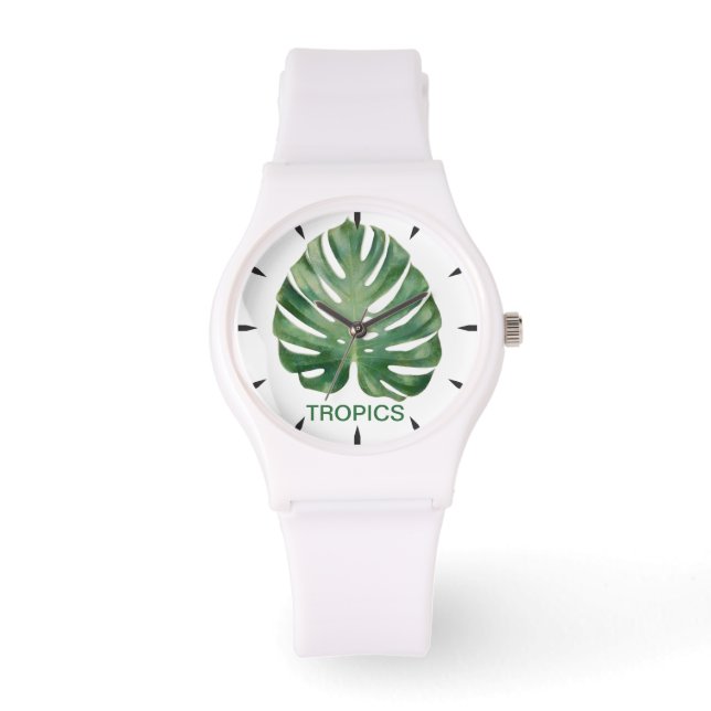 Monstera Blad Tropen Horloge (Voorkant)