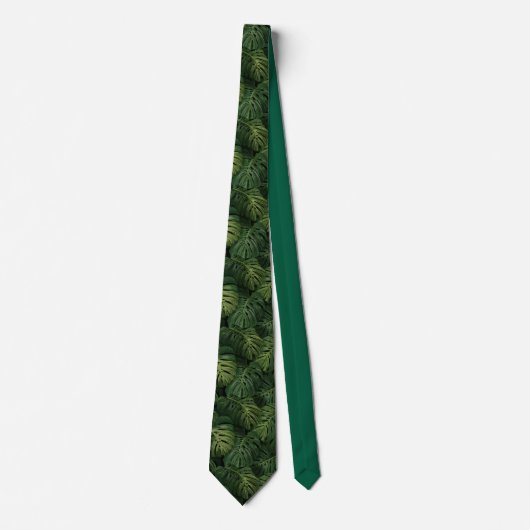 Monstera Blad Tropisch Patroon Stropdas (Voorkant)
