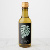 Monstera-blad Trouw Mini-wijnfleslabel Wijn Etiket (Voorkant)
