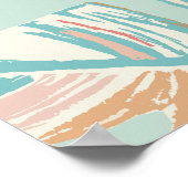 Monstera-blad - Turquoise, Groen, Koraal, Mosterd Poster (Hoek)