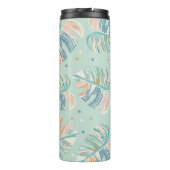 Monstera blad - Turquoise, Groen, Koraal, Mosterd Thermosbeker (Achterkant)