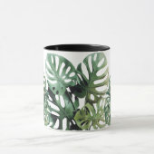 Monstera blad wit en zwart Mok (Midden)