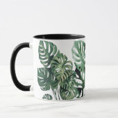 Monstera blad wit en zwart Mok (Links)