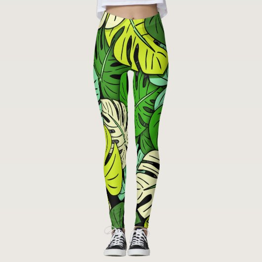 Monstera Bladeren #3 Leggings (Voorkant)