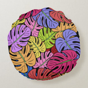 Monstera Bladeren #5 Rond Kussen