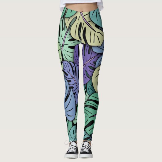Monstera Bladeren #6 Leggings (Voorkant)