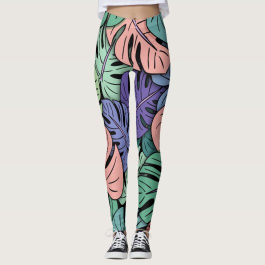 Monstera Bladeren #8 Leggings (Voorkant)