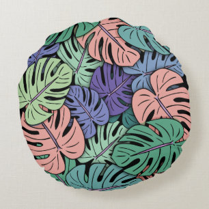 Monstera Bladeren #8 Rond Kussen