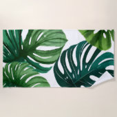 Monstera Bladeren Aquarel Strandlaken (Voorkant)