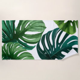 Monstera Bladeren Aquarel Strandlaken