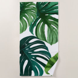 Monstera Bladeren Aquarel Strandlaken