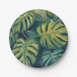 Monstera Bladeren Botanische Aquarel Papieren Bordje