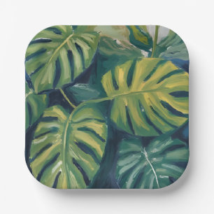 Monstera Bladeren Botanische Aquarel Papieren Bordje