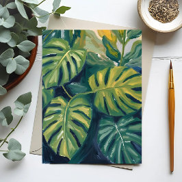 Monstera Bladeren Botanische Plant Schildering Briefkaart