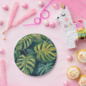 Monstera Bladeren Botanische Waterverf Papieren Bordje (Feest)