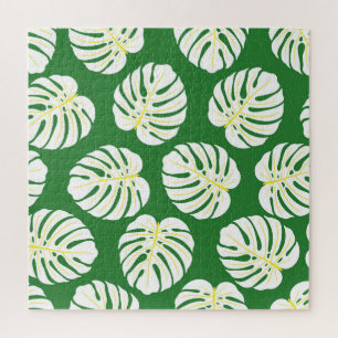 Monstera bladeren, donkergroen . legpuzzel