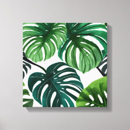 Monstera Bladeren | Eenvoudig Modern Waterverf Canvas Afdruk